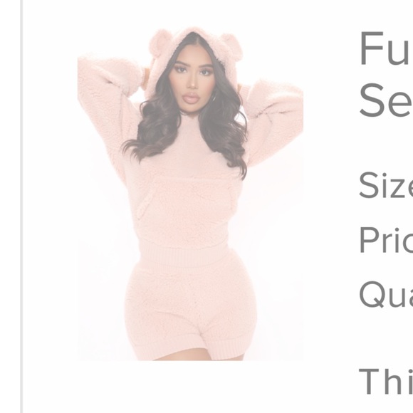 Fuzzy Bear Sherpa Short Set - Mauve - XL - Picture 1 of 4